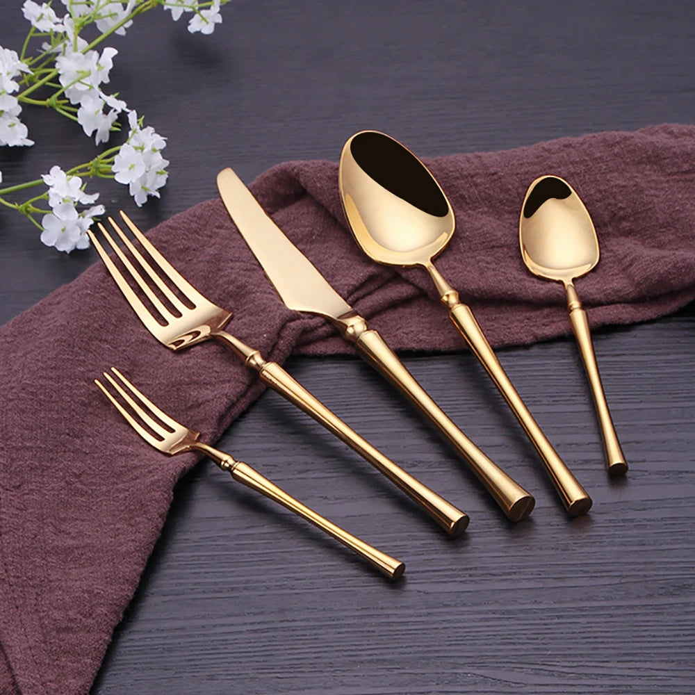 Pcs Gold Tableware Dinnerware Stainless Steel Cutlery Set