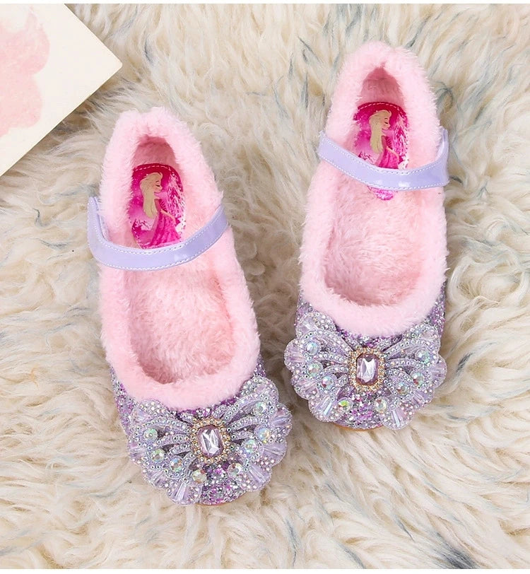 Rhinestone Frozen Elsa Princess Girl Shoes Flat in USA