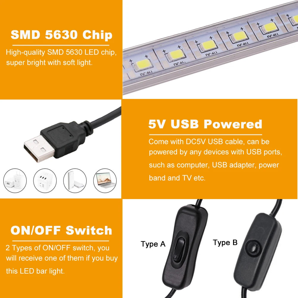 USB Powered Rigid Strip Light SMD Warm/Natural/Cool White in USA