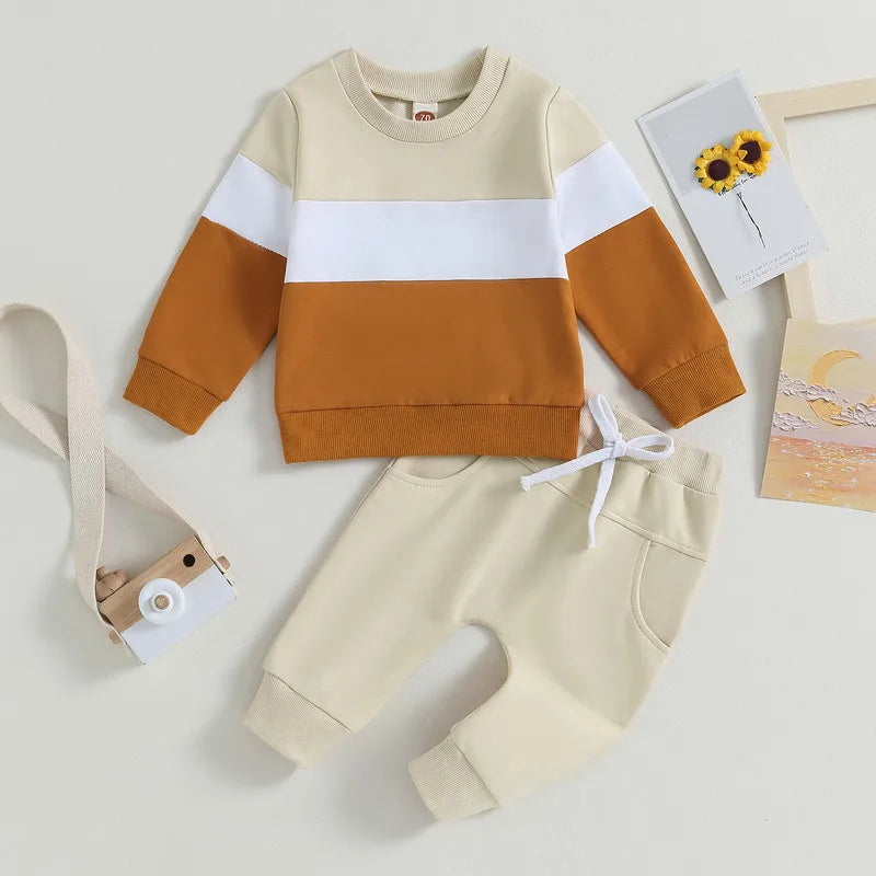 Newborn Baby Boy Pant Sets Autumn Clothes Contrast Color in USA