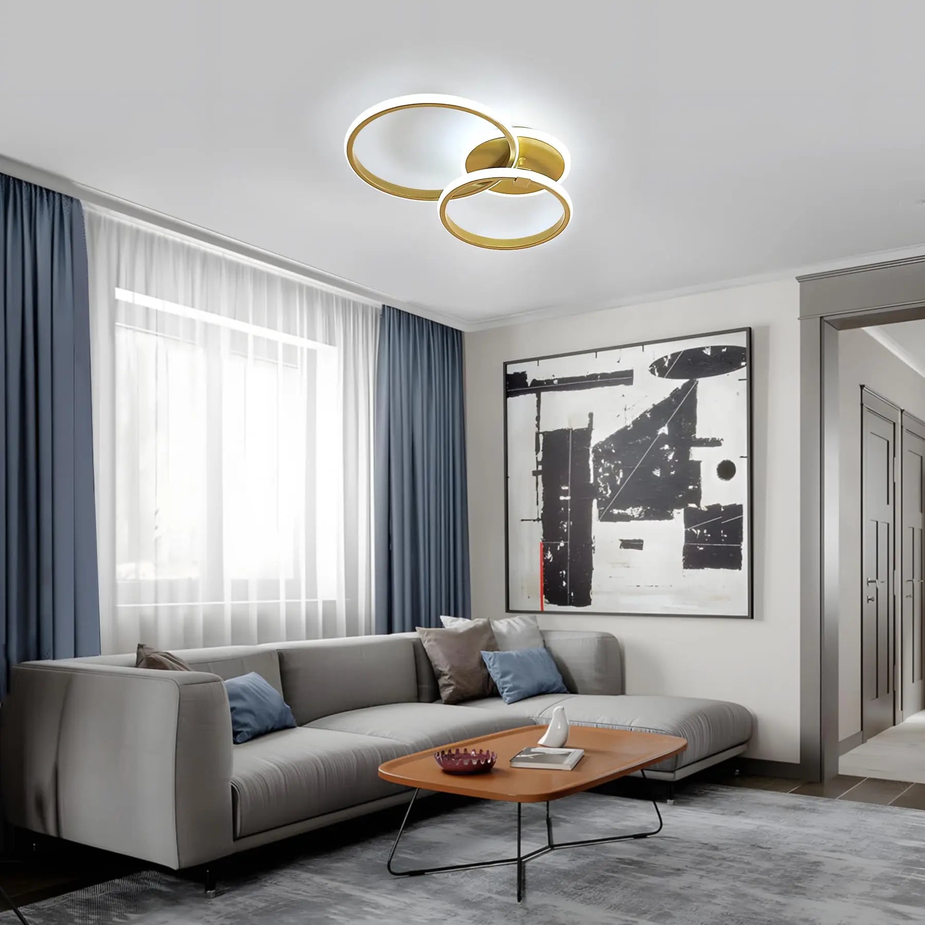 Modern LED Ceiling Light Fixture, Ring Rotatable Ceiling Lamp IN USA.