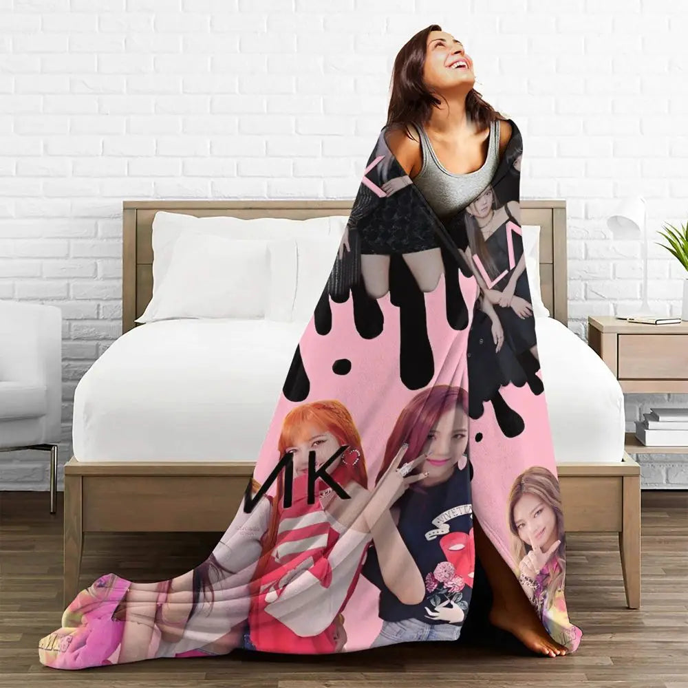 Music Idol Black-Pinks Girl Blankets Flannel All Season in USA