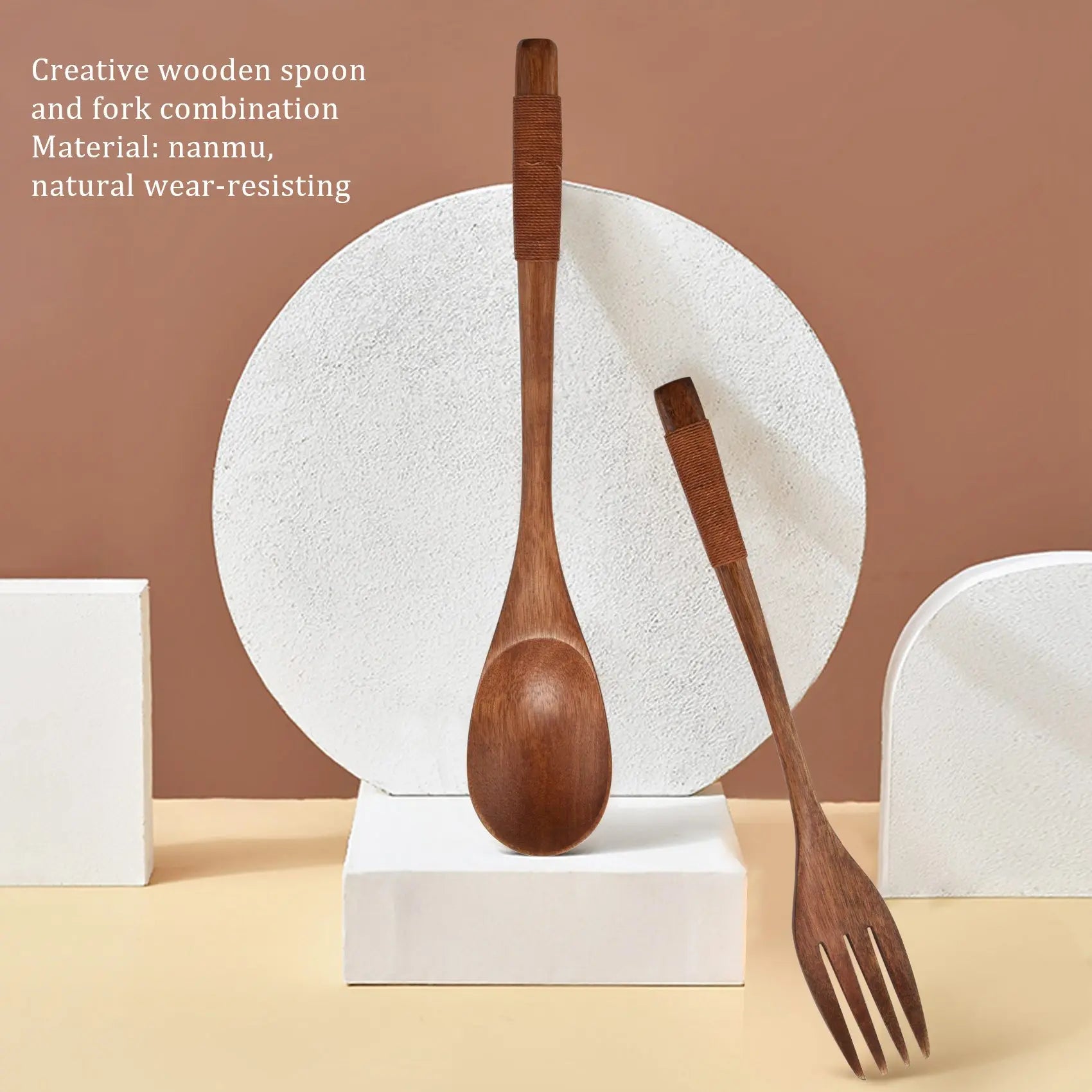 Japanese Spoon Fork Set Kitchen Tableware Natural Wood Cutlery in USA.