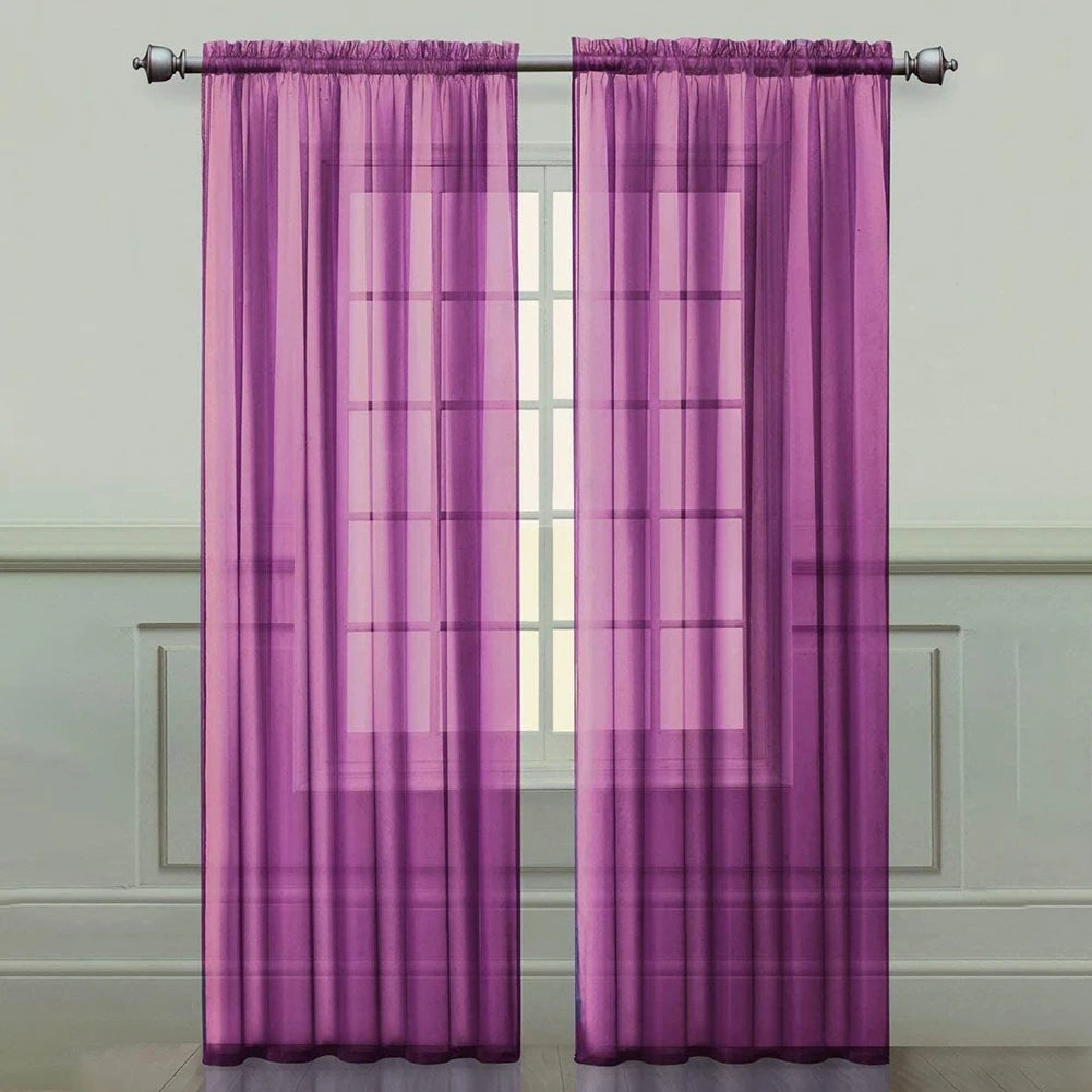 Soild Color Sheer Curtains Semi Transparent Voile Grommet in USA