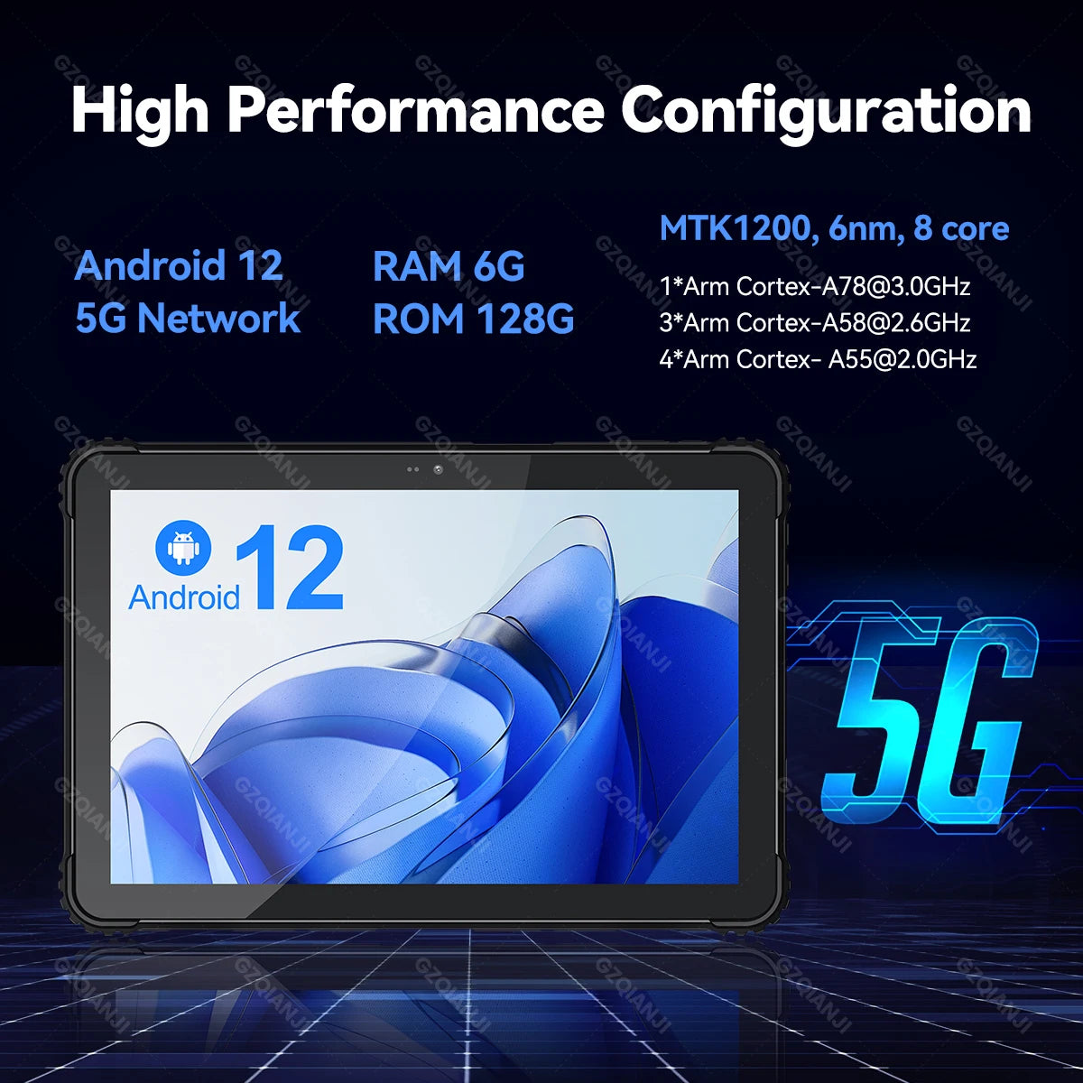 5G Industrial Android 12 Tablet Rugged PDA Triple Defence with Fingerp