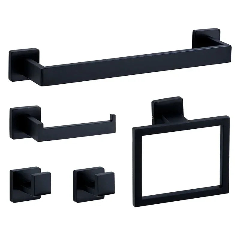 Wall Mount Stainless Steel Black Gold Bathroom Hardware Set