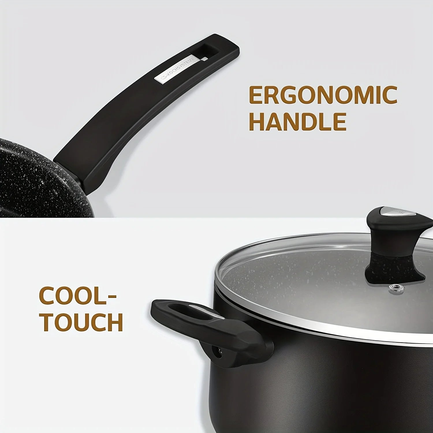 Nonstick Cookware Set, Pots Pans Set Skillets Lid & Black