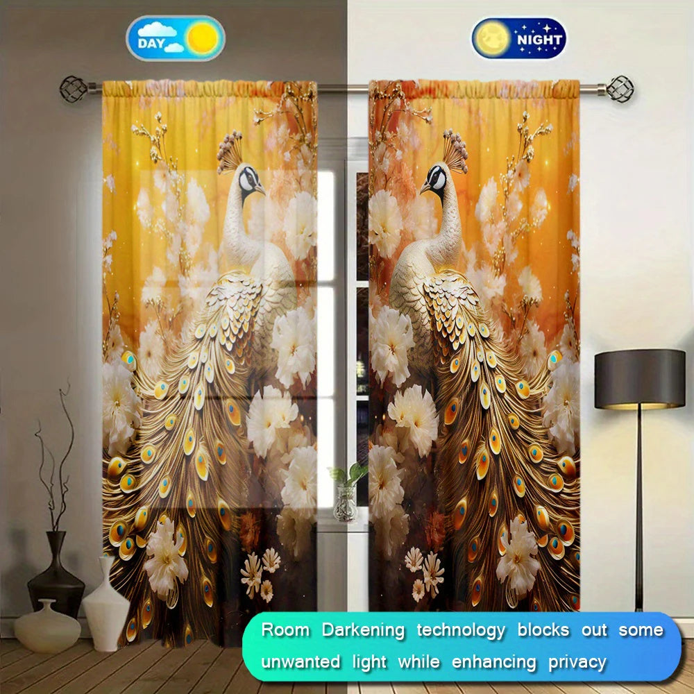 Luxury Style Peacock Printed Curtain Home Decor in USA