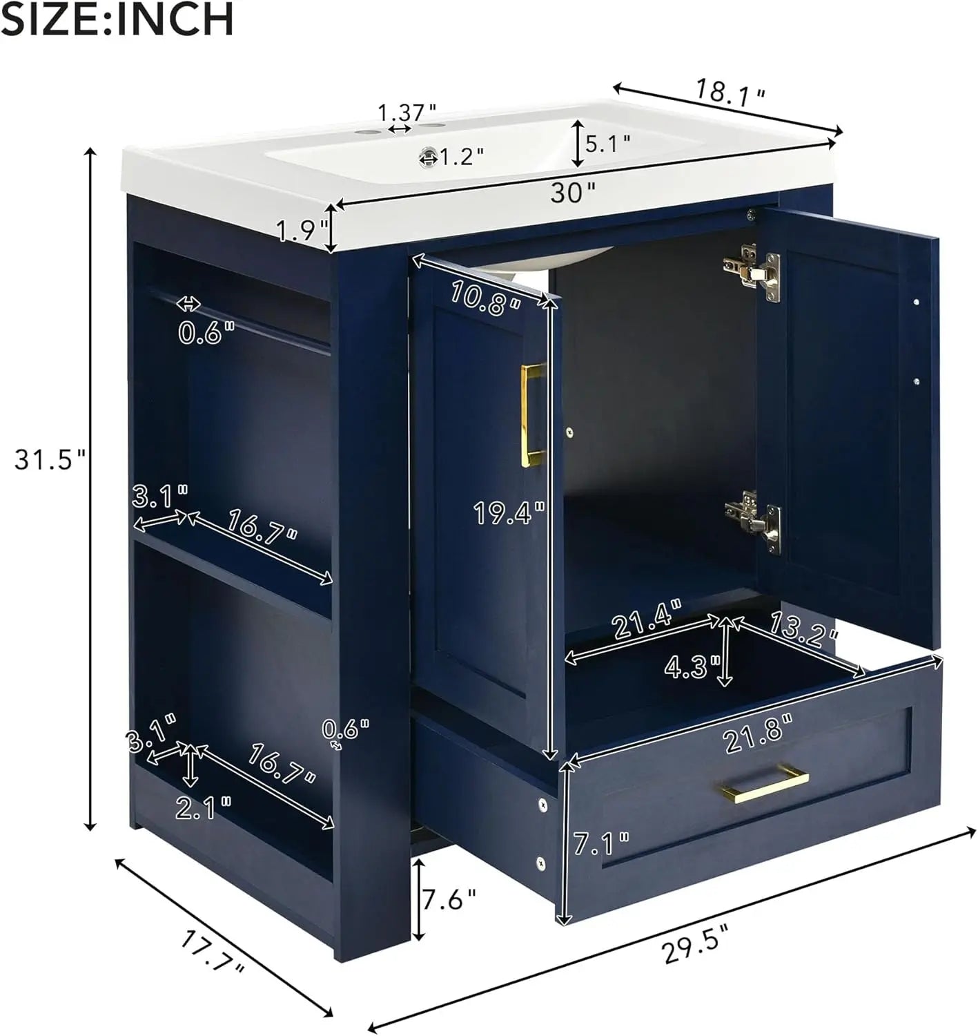 Bathroom Organizers, Bathroom Vanity With Sink, Freestanding in USA.