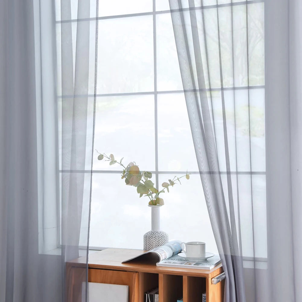 Shading Solid White Sheer Curtains Living Room Decoration in USA