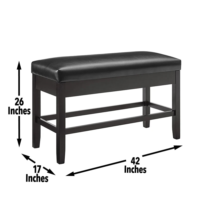 Carrara Storage Counter Black Wooden Dining Bench in USA.