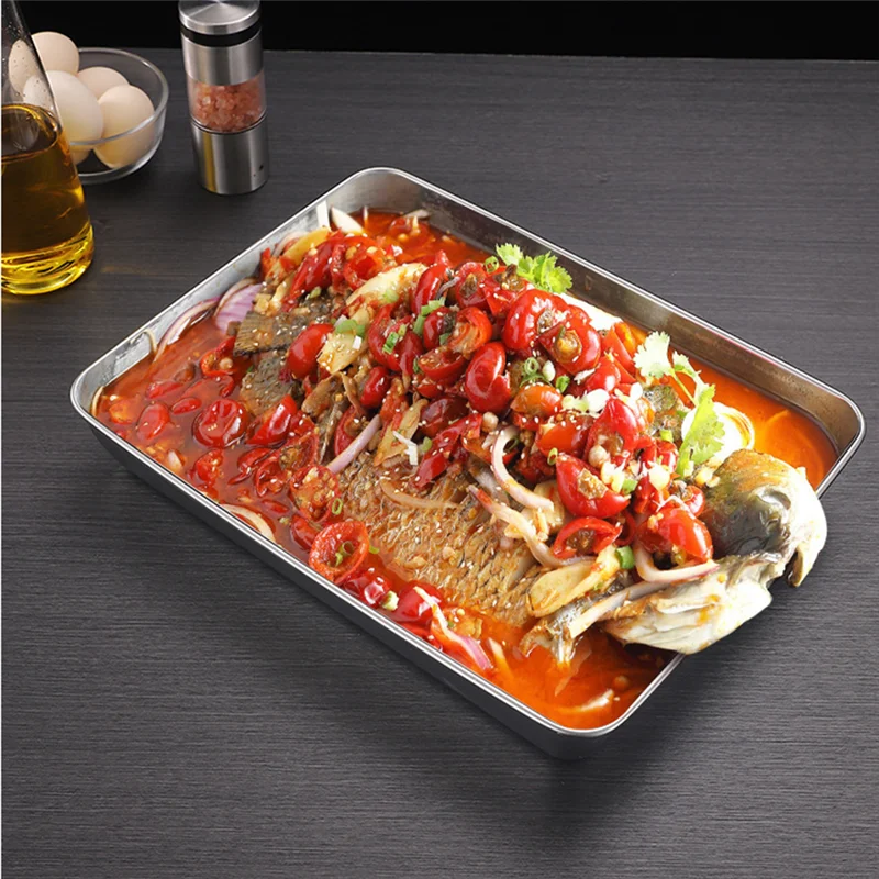 Thicken Stainless Steel Food Storage Tray Rectangular in USA.