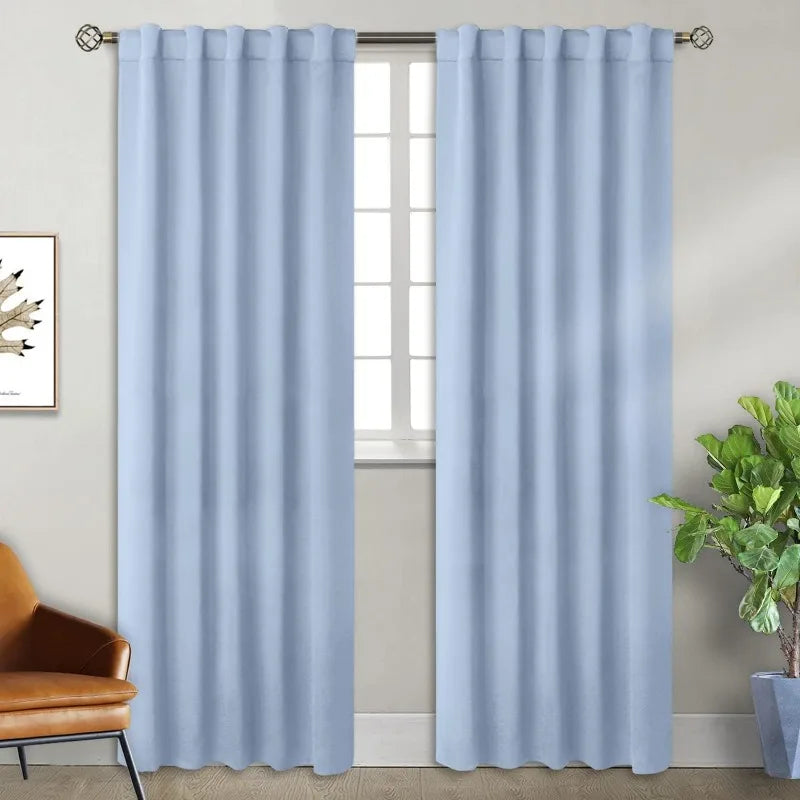 Navy Blue Elegant Blackout Curtains Rod Pocket in USA