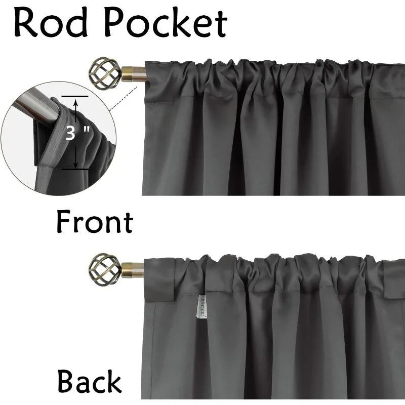 Navy Blue Elegant Blackout Curtains Rod Pocket in USA