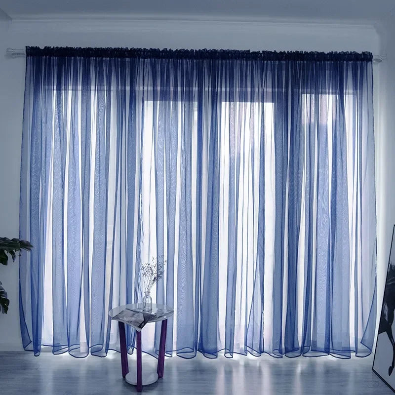 Solid White Tulle Sheer Window Curtains Living Room Bedroom in USA