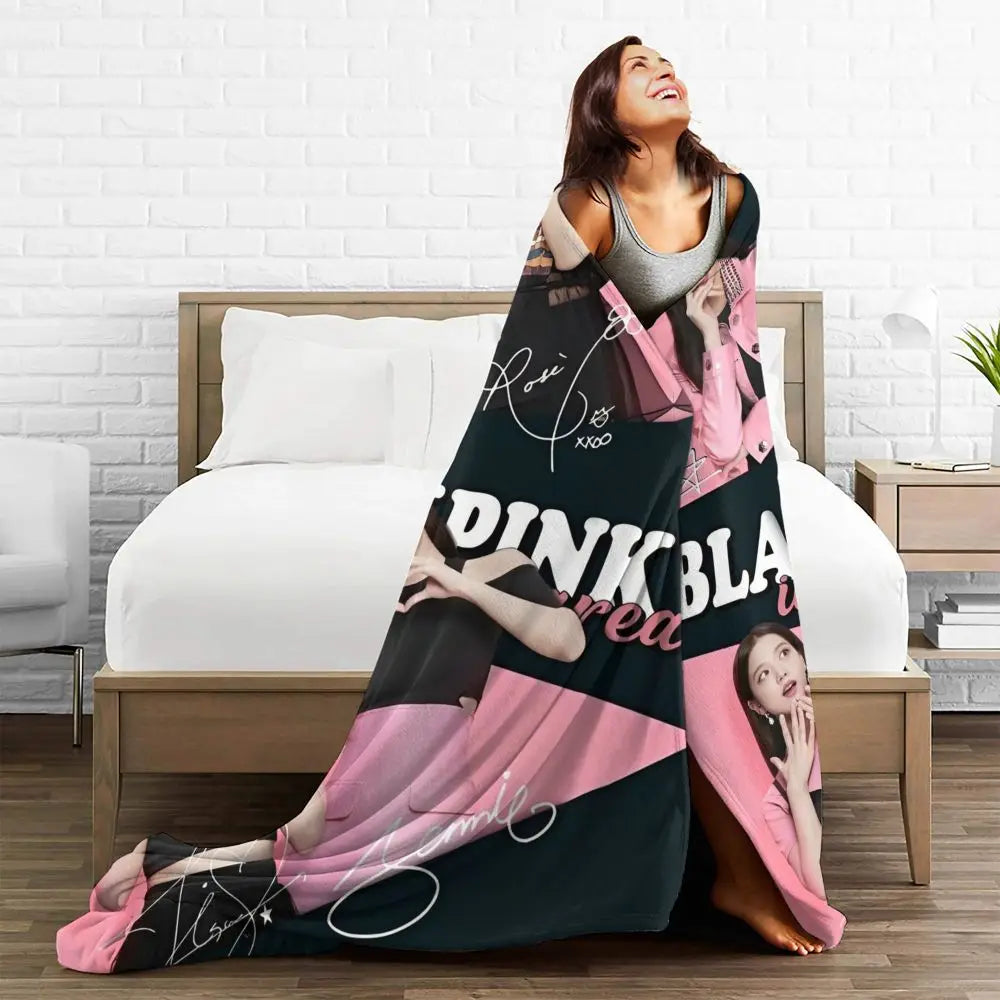 Music Idol Black-Pinks Girl Blankets Flannel All Season in USA