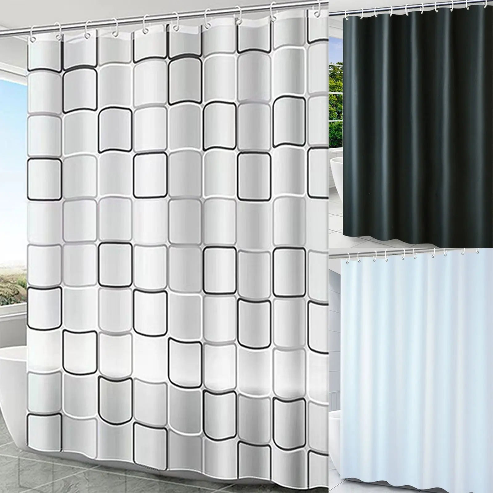 Waterproof Shower Curtain Thicken PEVA Fabric Long Bath Curtain IN USA.