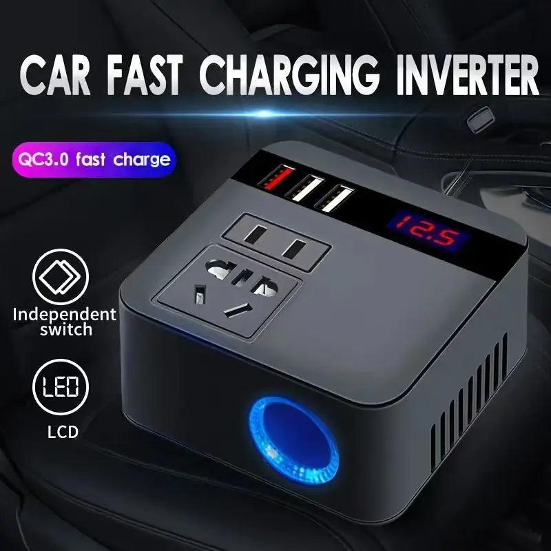 Car Inverter DC12V/24V to DC110V/220V 150W Peak LED Display Sockets Po