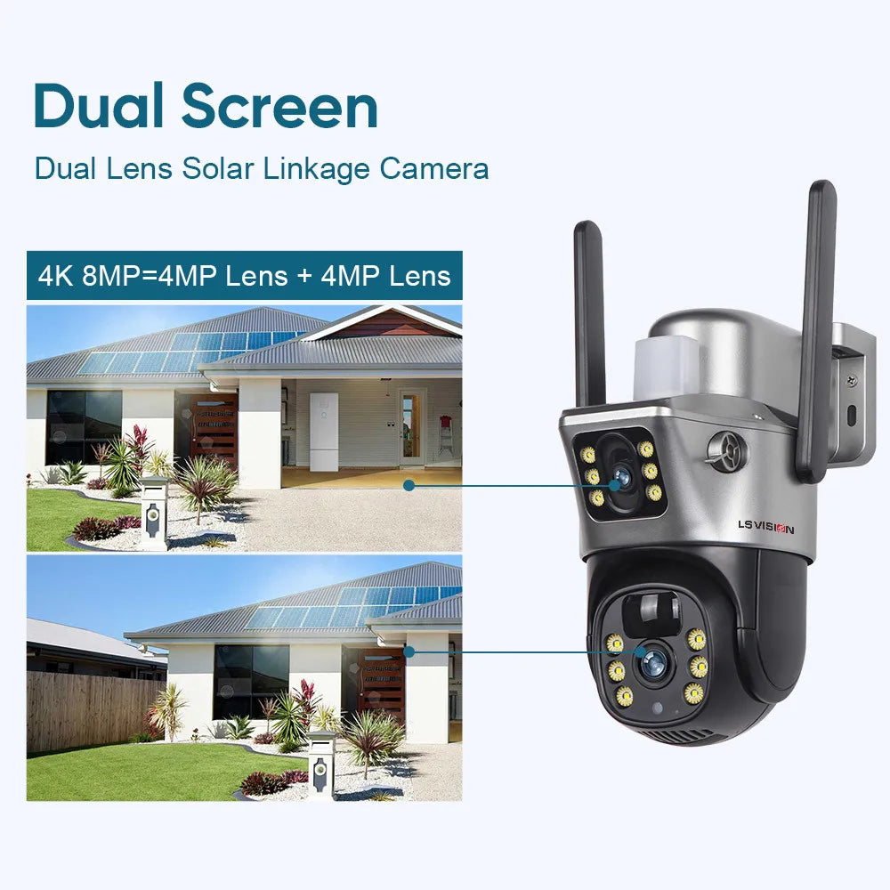 LS VISION Solar Camera 4G Sim Outdoor Dual Lens WiFi