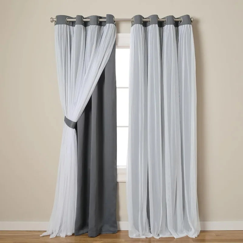 Layered Solid Room Darkening Blackout and Sheer Grommet in USA