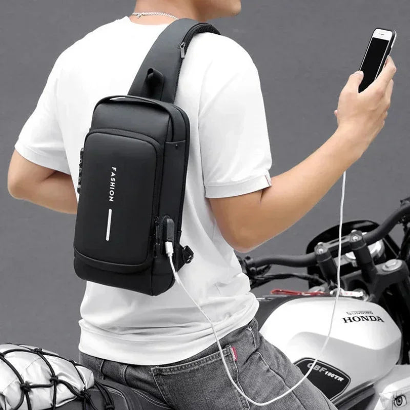 Men Anti Theft Chest Bag Shoulder Bags USB Charging in USA