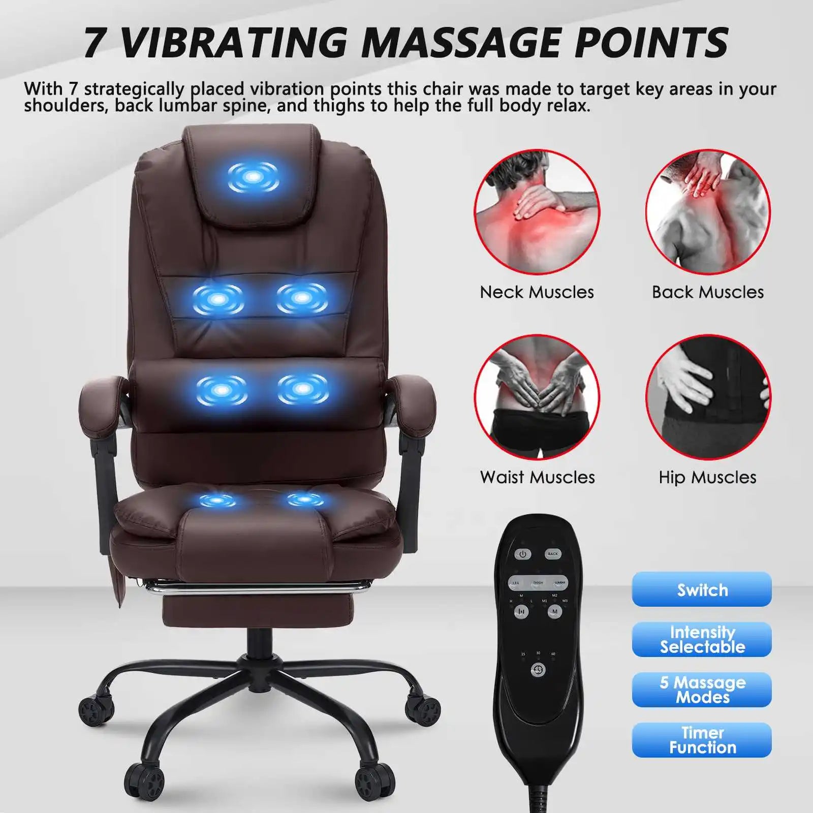 Executive Office Chair Massage High Back Leather Office Chair in USA.