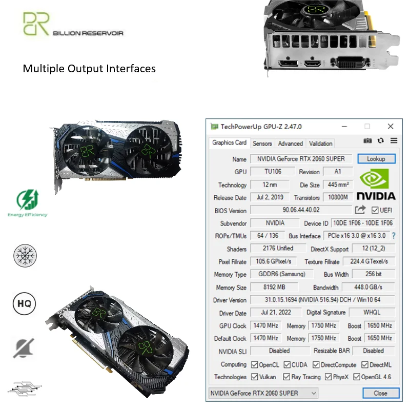 2024 USED RTX 2060 Super 8GB Graphics Card in USA.