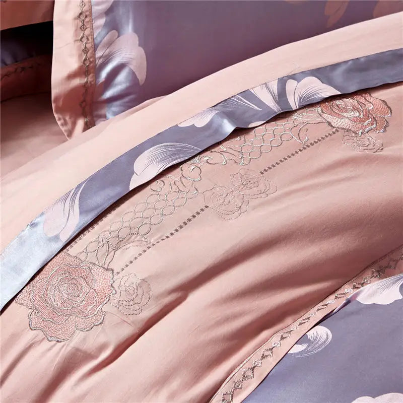 Bedding Sets Floral Grey Pink Comfort Duvet Pillowcase Flat Bed