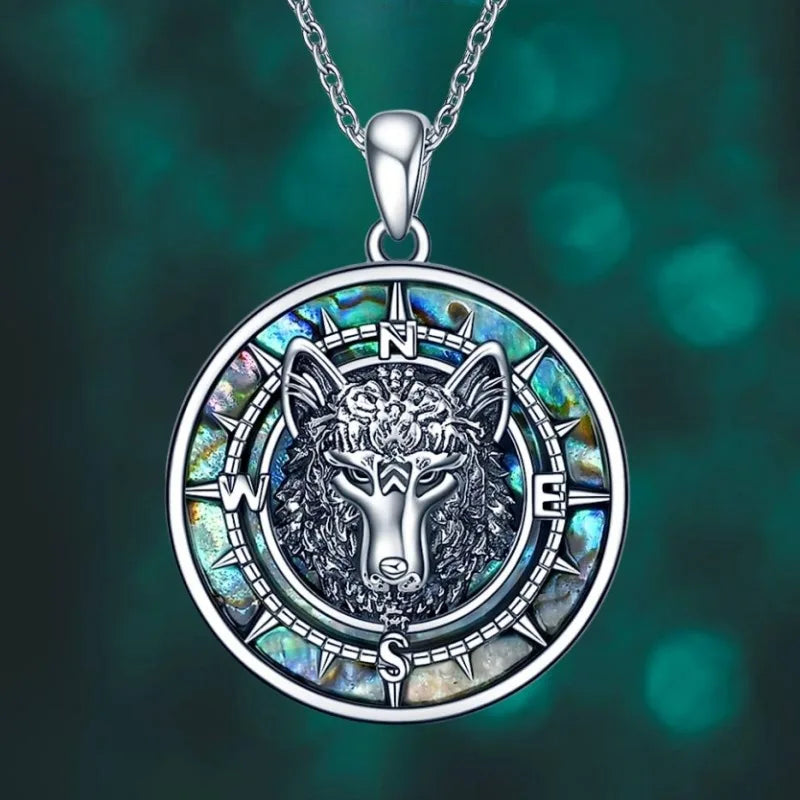 Wolf Pendant Necklace Luxury Abalone Shell Wolf Animal Jewelry in USA