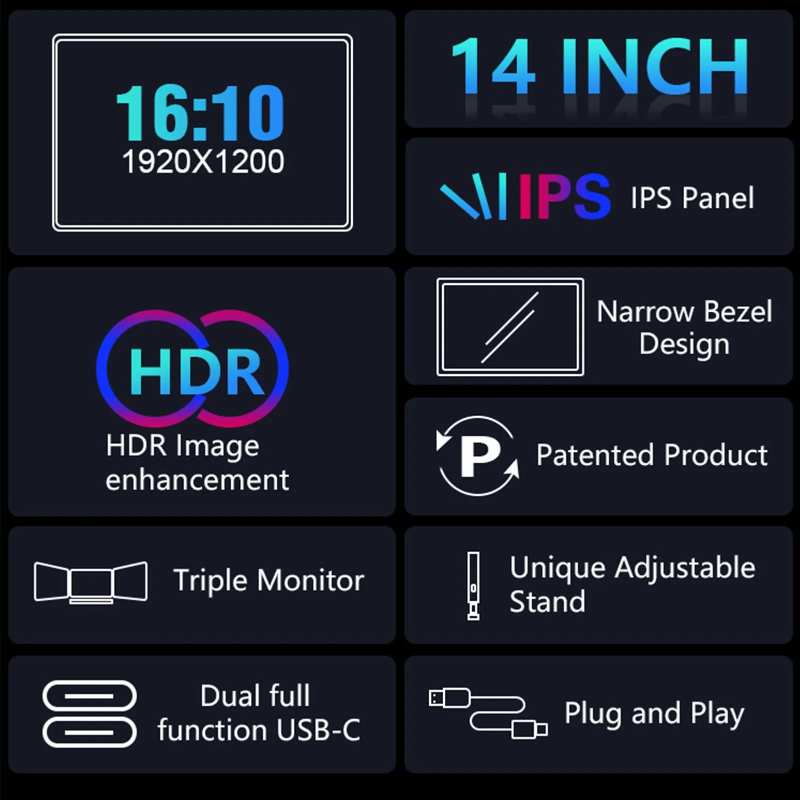 Portable Triple-screen Monitor Laptop Expansion Screen IN USA.