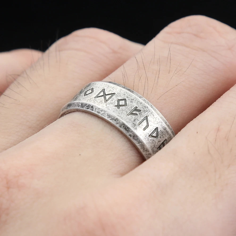 Vintage Simple Stainless Steel Viking Runes Ring in USA