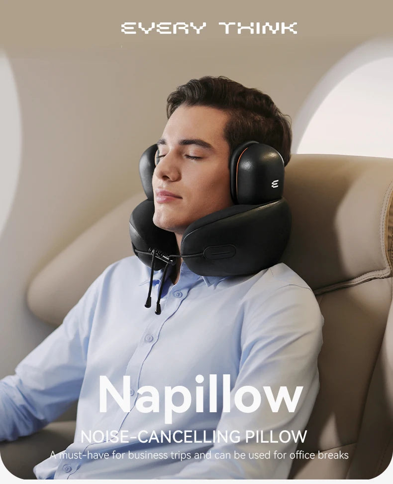 Travel Pillow U-shaped Neck Pillow Noise Cancelling Memory Foam