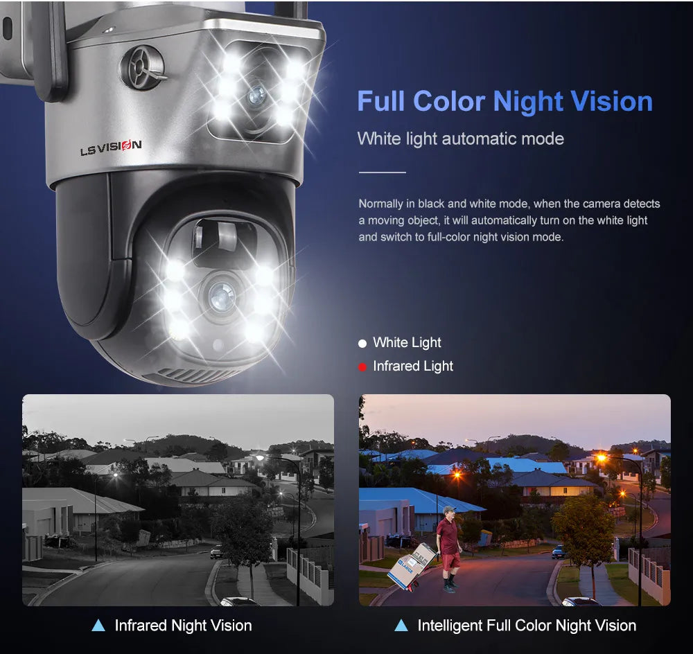 LS VISION Solar Camera 4G Sim Outdoor Dual Lens WiFi