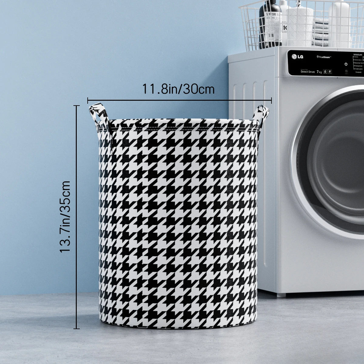 Foldable Houndstooth Laundry Hamper Fabric Storage Basket in USA