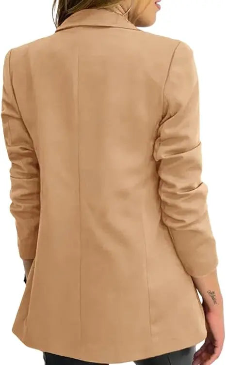 Women's Classic Buttons Slim Fitting Blazer Jacket Solid Color in USA.