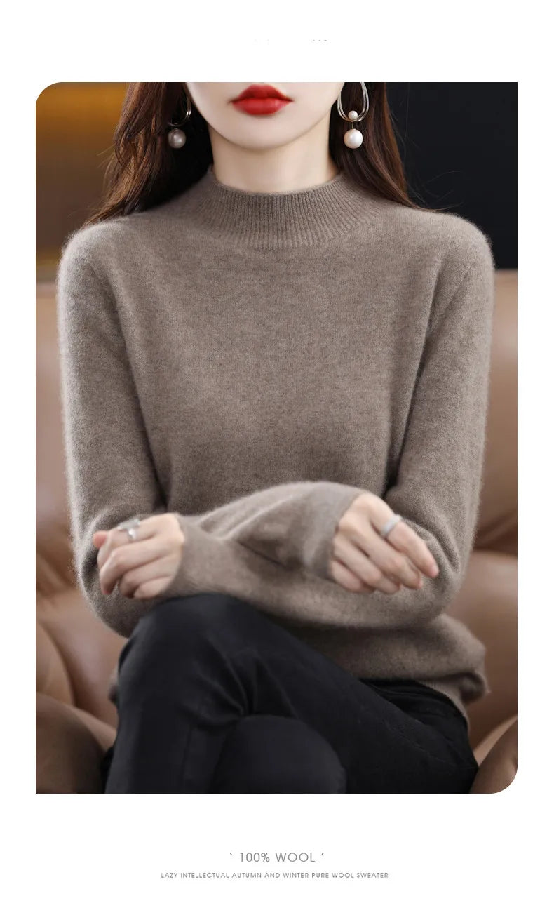 Pure Wool Half-neck Pullover In Autumn And Winter New Cashmere in USA