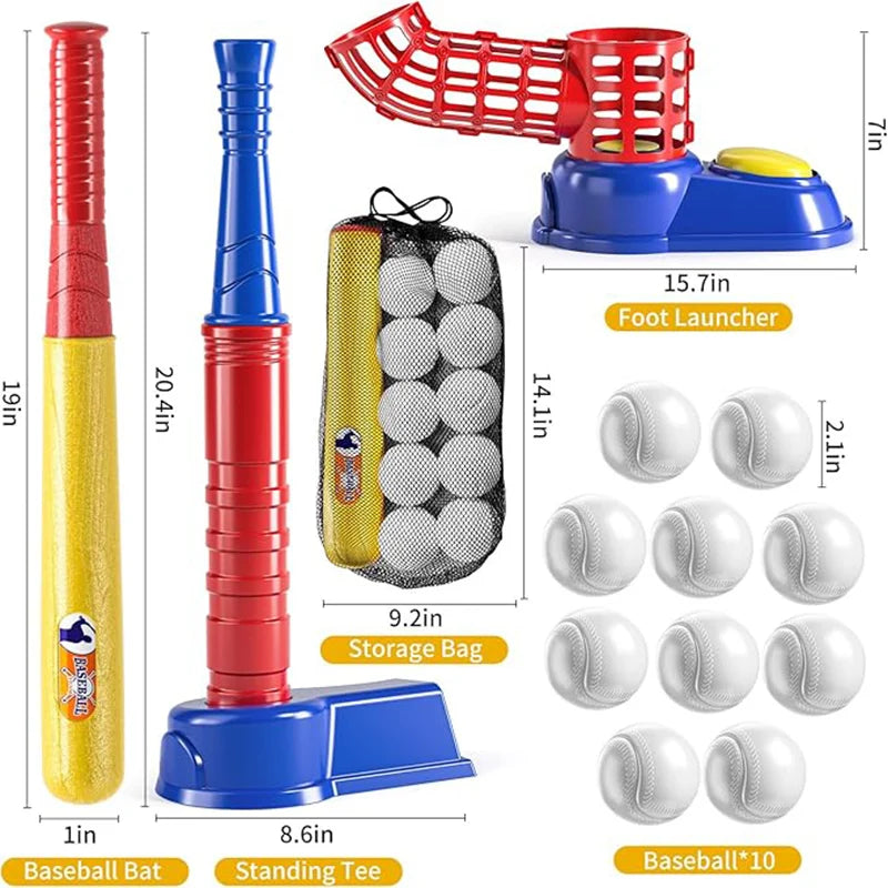 Tee Ball Set toy Baseball Tee including balls Step on Pitching Machine in USA