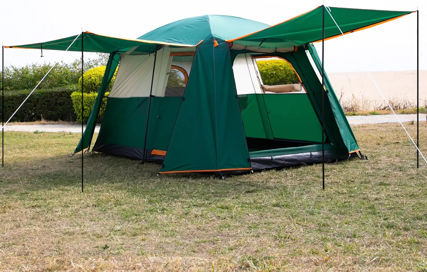 Large tent people family cabin straight wall doors windows net in USA