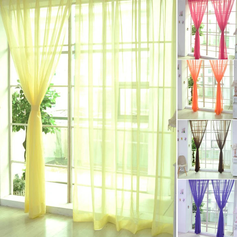 Tulle Curtains The Kitchen Living Room Solid Sheer Curtains in USA.