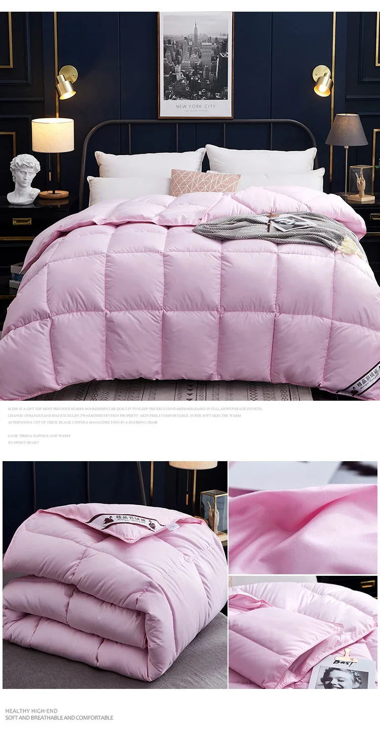 Winter Quilted Blanket Goose Down Duvet Quilt Cotton Cover