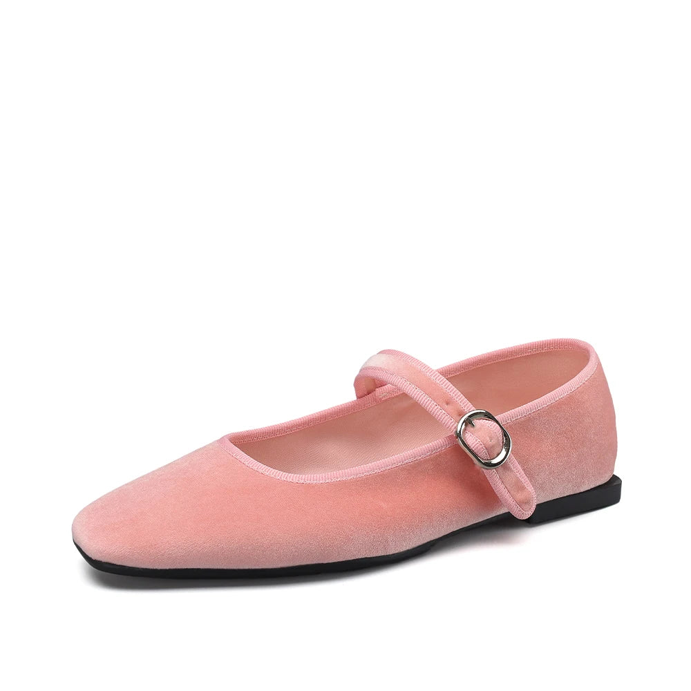 Smile Circle Velvet Mary Jane Ballet Flats Women IN USA.