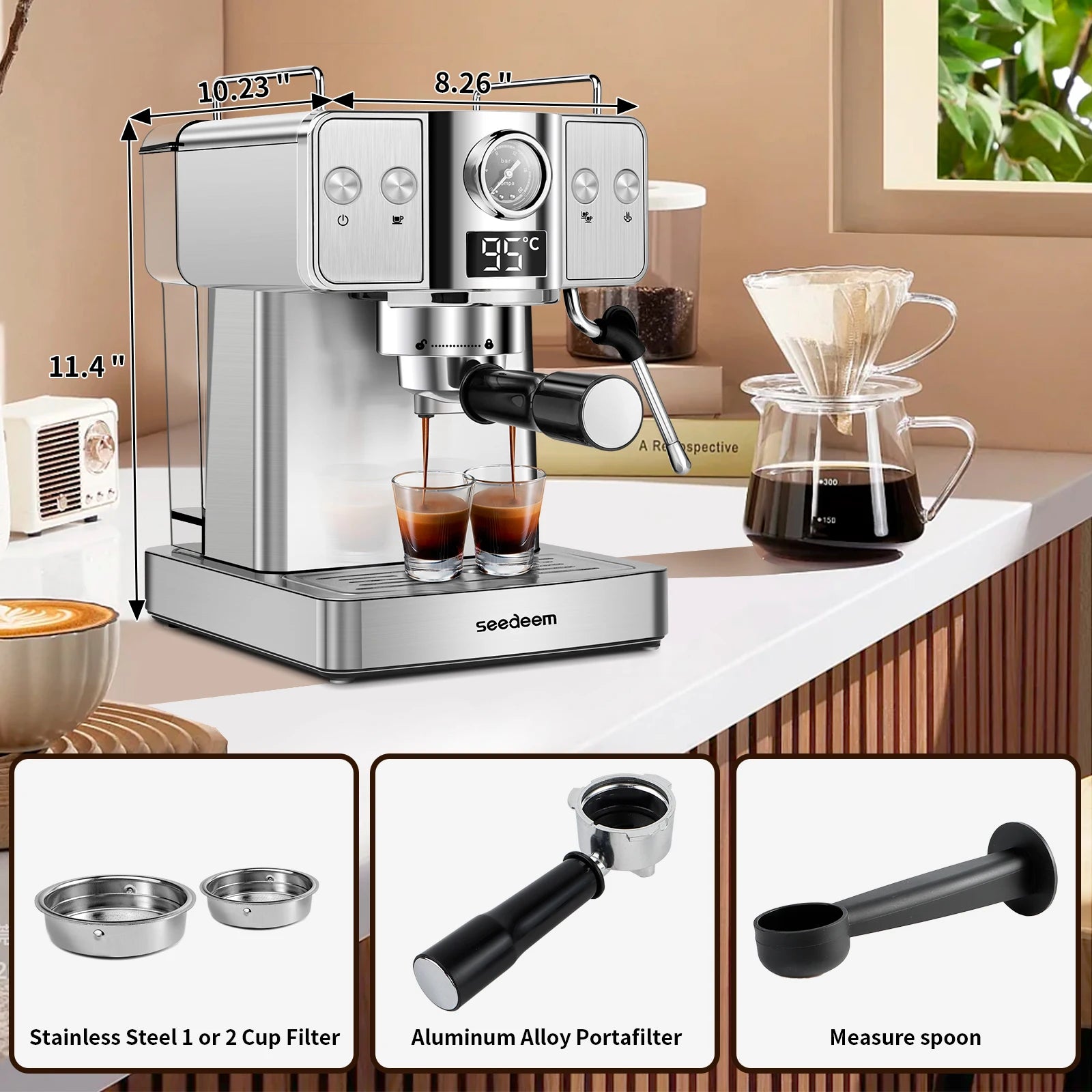 Espresso Maker Frother,Stainless Steel,Latte & Cappuccino IN USA.