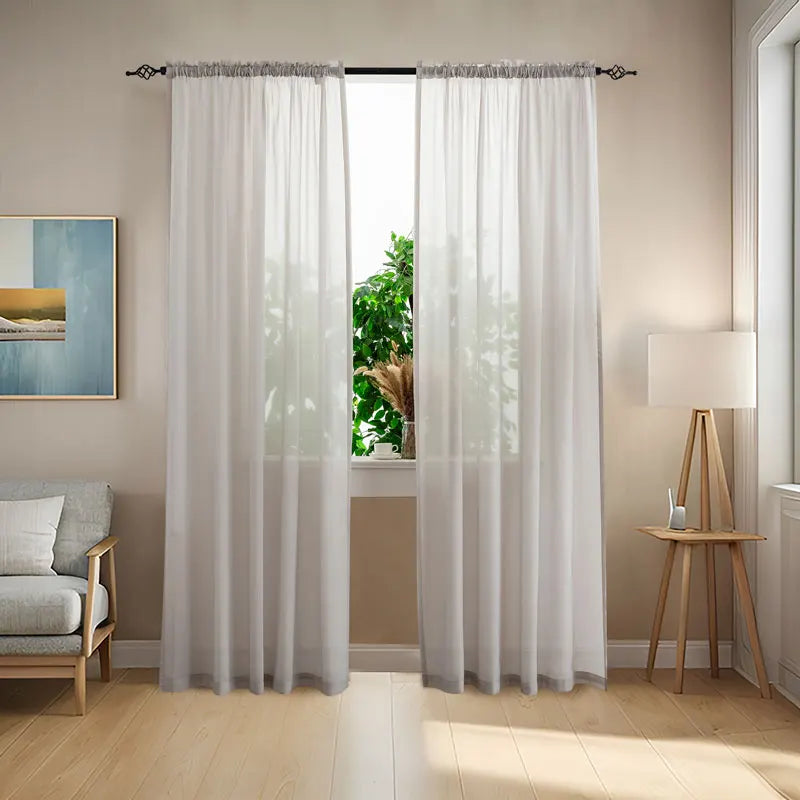 Solid Color Sheer Curtains Elegant Rod Pocket Window in USA