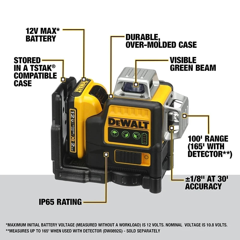 DEWALT DW089LG Green Beam Laser Level Tool Self-Leveling