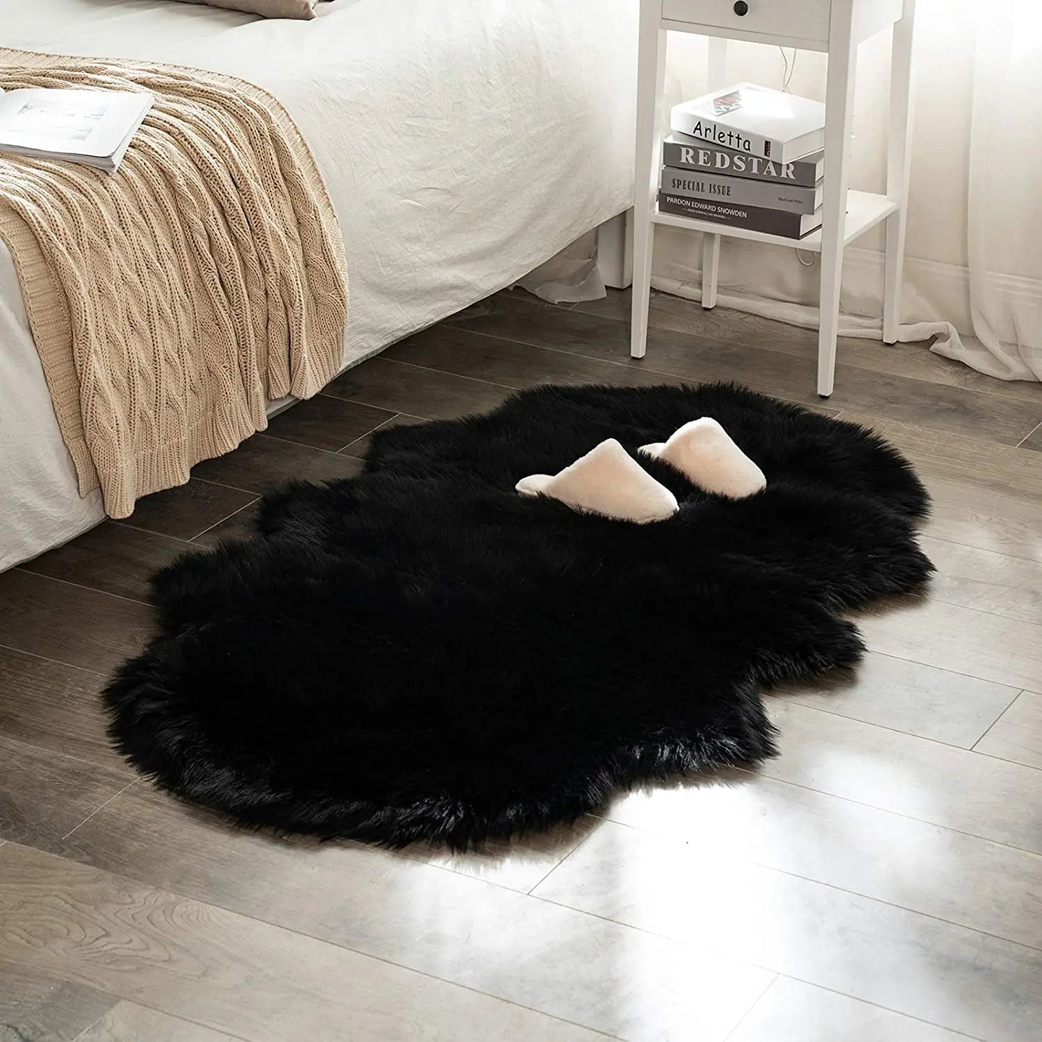 Soft Sheepskin Bedroom Carpet Imitation Wool Pad Long Hair