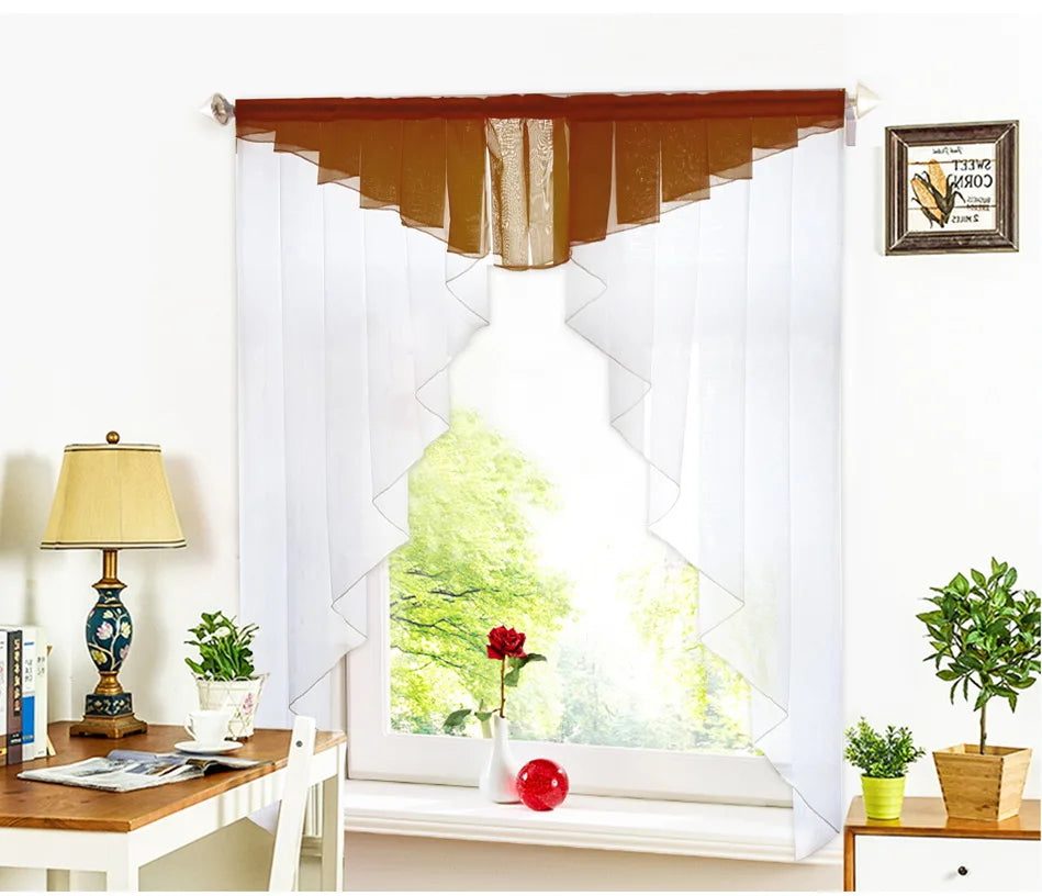 Junwell Polyester Sheer Fashion Pleated Roman Kitchen Curtain in USA