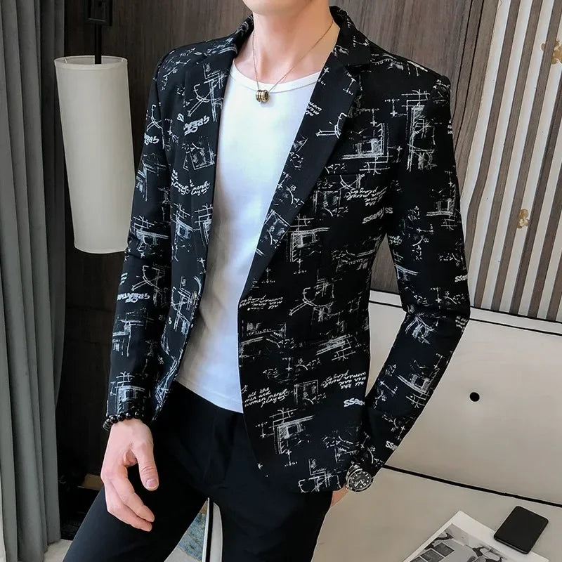 Men Blazer Slim Fit Autumn Korean Version of The Printed IN USA.