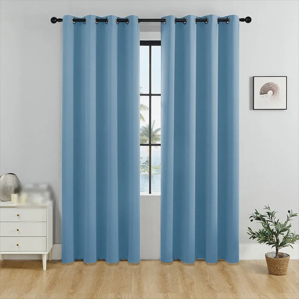 Thickened Blackout Curtains A Pair Push Pull Rings in USA