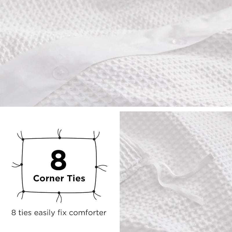 Cotton Waffle Weave Coconut White Duvet Cover Set