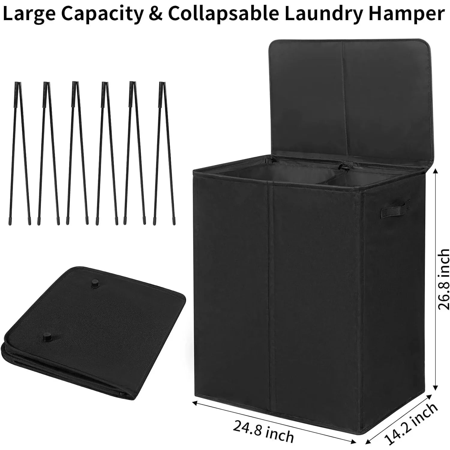 Double Laundry Hamper Lid Removable Laundry Bags in USA